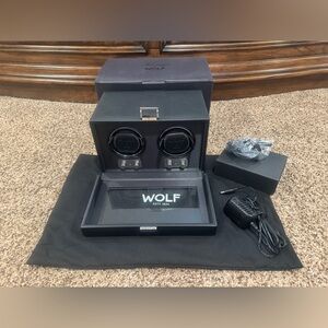 ⭐️ WOLF 2.1 DOUBLE DUAL WATCH WINDER HERITAGE BLACK W/ ORIGINAL PACKAGING ⭐️